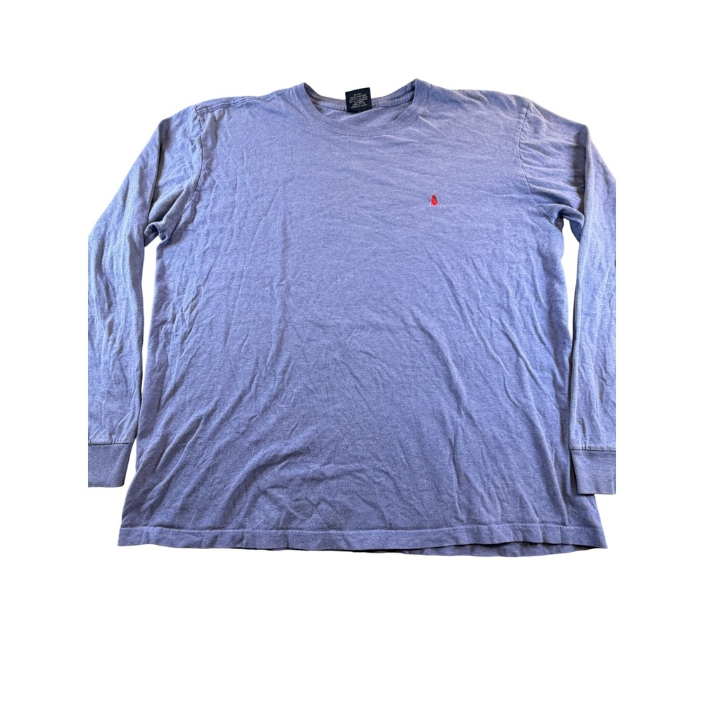 Polo Ralph Lauren Mens Long Sleeve T-Shirt L Blue Cotton Crewneck Pony Logo